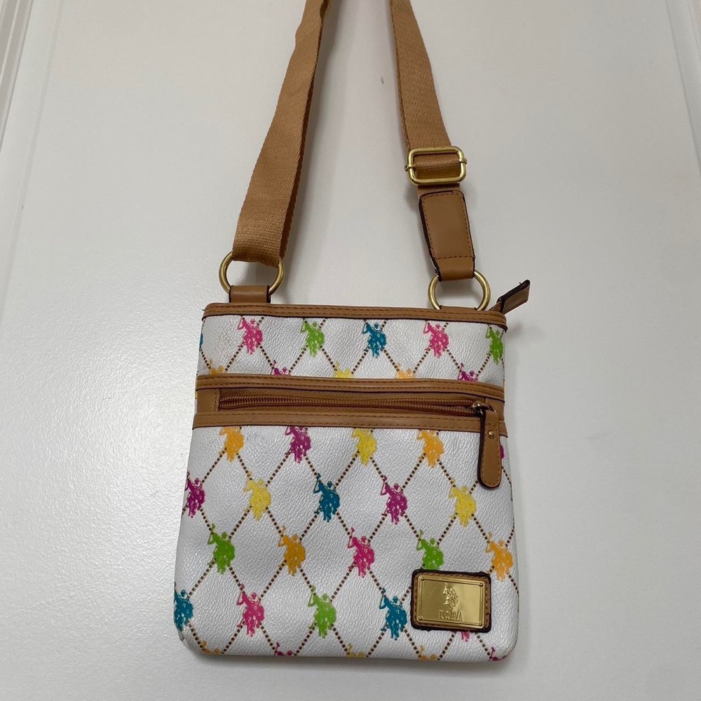 Polo Ralph Lauren multicolor argyle monogram crossbody bag/satchel - Picture 3 of 8